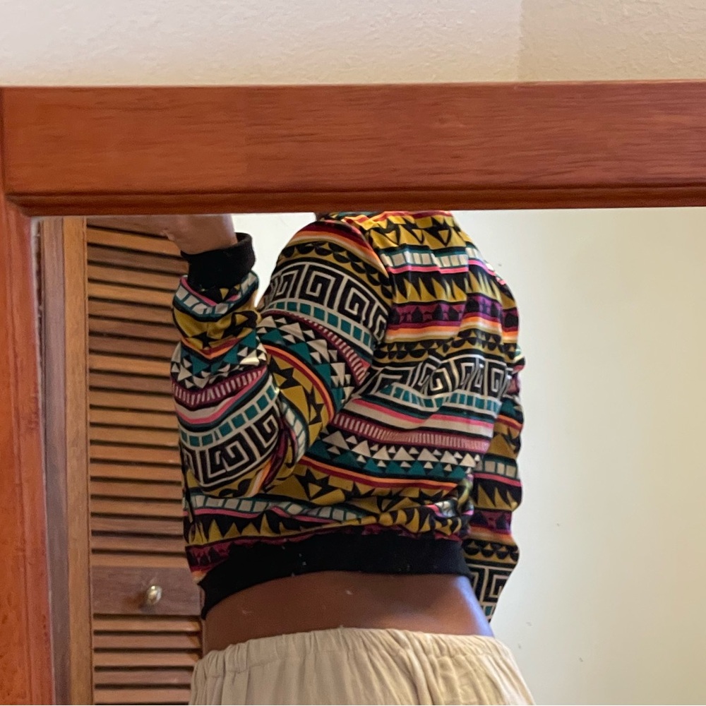 Colorful Geometric Pattern Women's Jacket - Picture 3 of 6